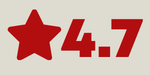 4.7 stars out of 5 rating in red text on tan background