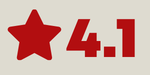 4.1 out of 5 star rating in red writing on a tan background