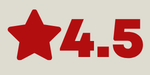 4.5 out of 5 star rating in red writing on a tan background